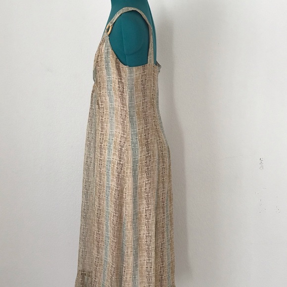 SOLDGreen  and brown geometric mini summer dress - Picture 2 of 4